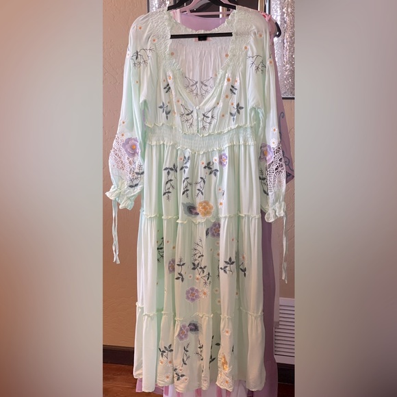 Summer Island Daisy Blooms Floral Embroidered Cotton Maxi Dress - Picture 11 of 14